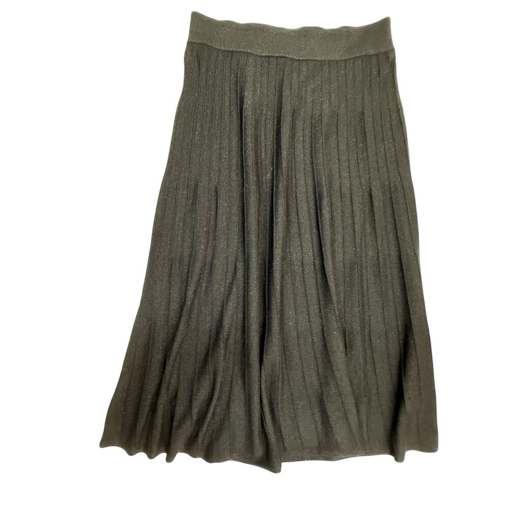 Nanette Lepore Lurex Metallic Rib Knit Pull-On A-Line Midi Skirt Small Maxi